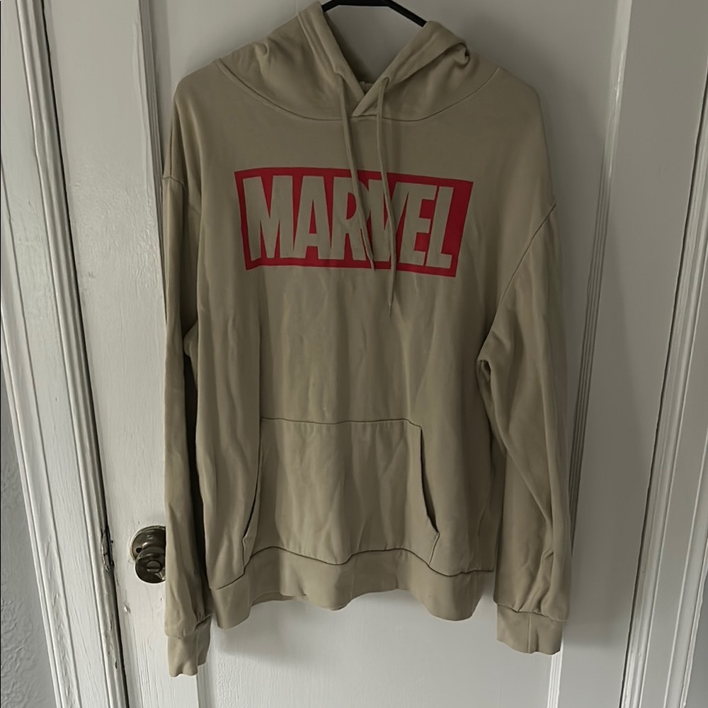 Marvel Tan and Red Sweater with Bold Logo